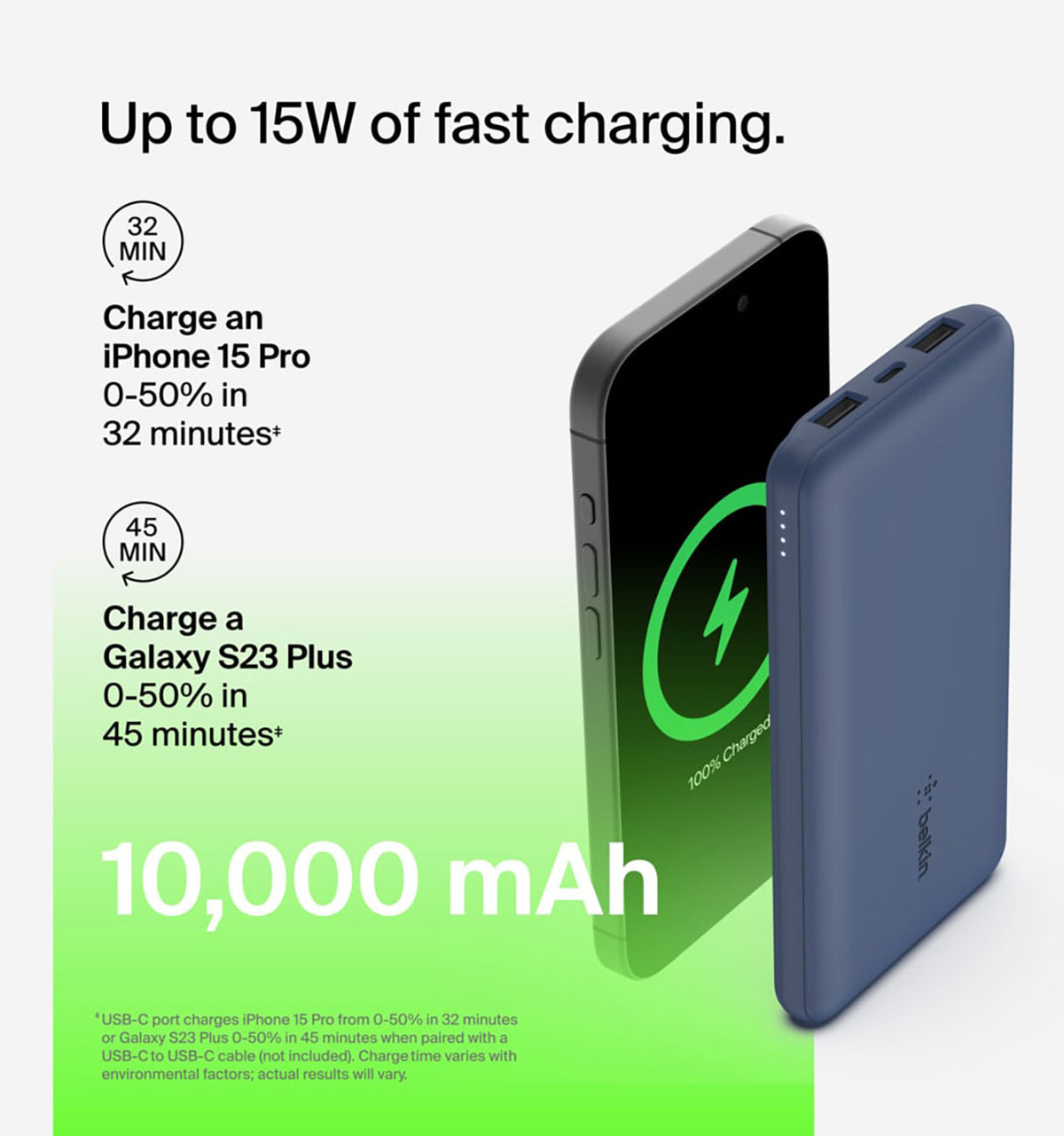 Belkin BoostCharge Power Bank 10K, 15W in Blue - BPB011BTBL - image 8