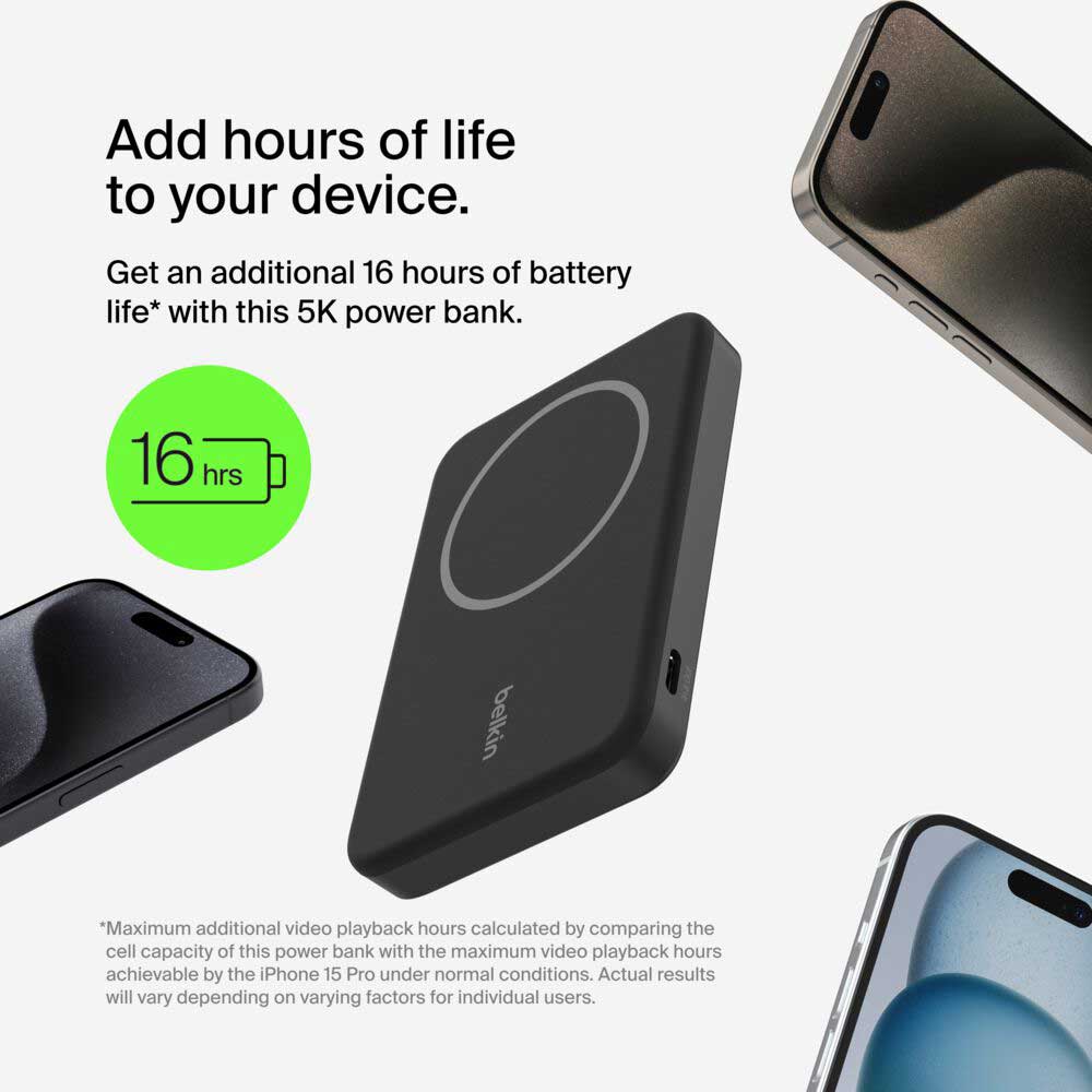 Belkin BoostCharge Pro Magnetic Power Bank with Qi2 15W 5K in Black - BPD006BTBK - image 12