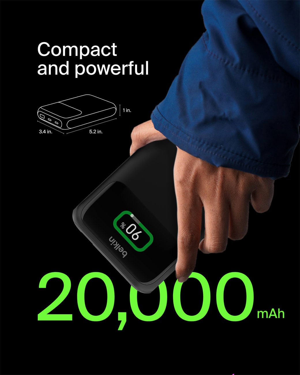 Belkin BoostCharge Pro 3-Port Laptop Power Bank 65W 20KmAh in Black - BPB020TTBK - image 9