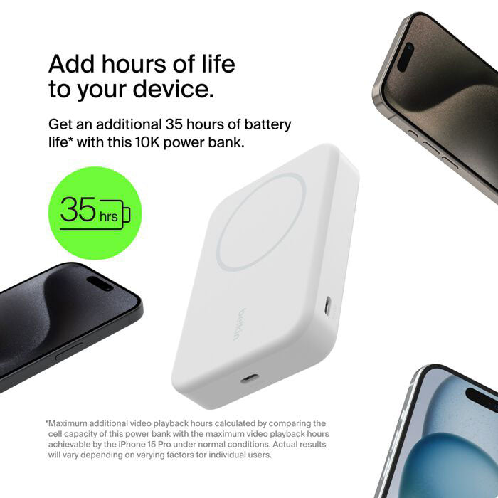 Belkin BoostCharge Pro Magnetic Power Bank with Qi2 15W 10K in White - BPD008BTWH - image 12