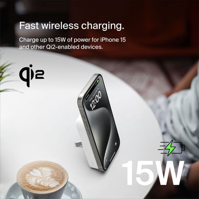 Belkin BoostCharge Pro Magnetic Power Bank with Qi2 15W 10K in White - BPD008BTWH - image 8
