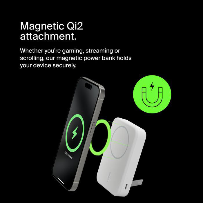 Belkin BoostCharge Pro Magnetic Power Bank with Qi2 15W 10K in White - BPD008BTWH - image 9