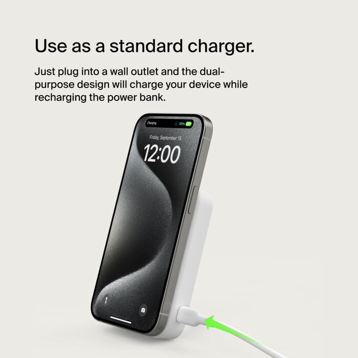 Belkin BoostCharge Pro Magnetic Power Bank with Qi2 15W 10K in White - BPD008BTWH - image 7
