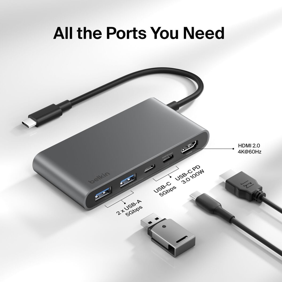 Belkin Connect 5-Port USB-C Hub with Dual USB-C Ports - AVC022FQSGY - image 7