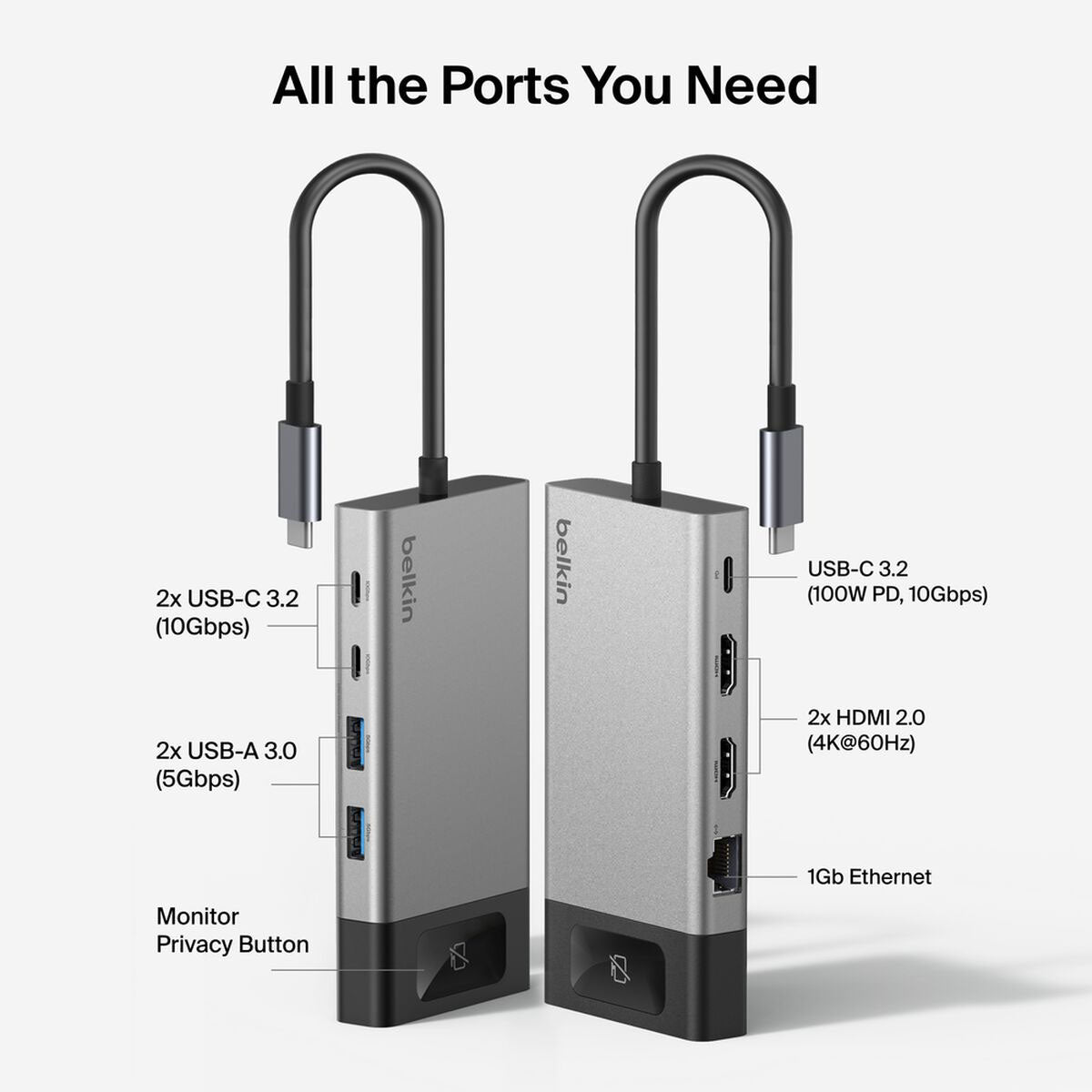 Belkin Connect 8-Port Dual Display USB-C Hub - INC027DQSGY - image 4