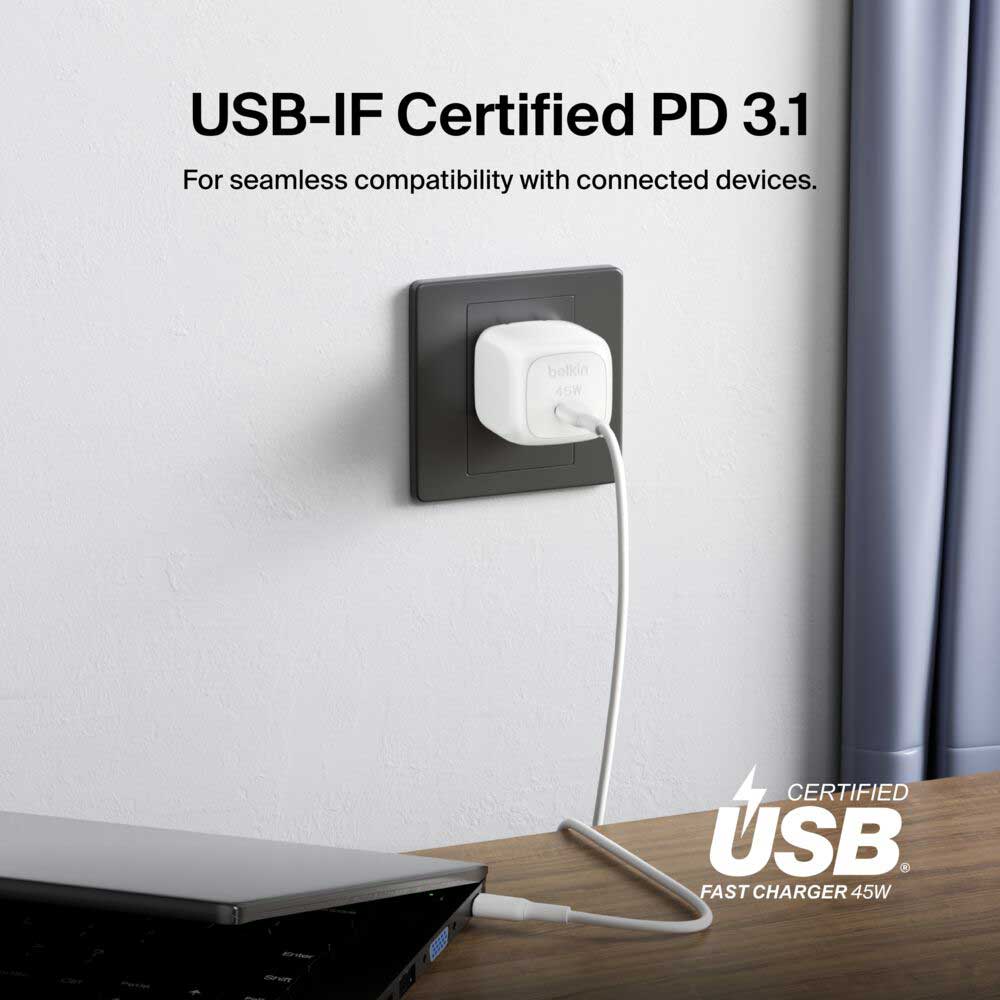 Belkin BoostCharge Compact USB-C Wall Charger 45W in White - WCA013DQWH - image 8