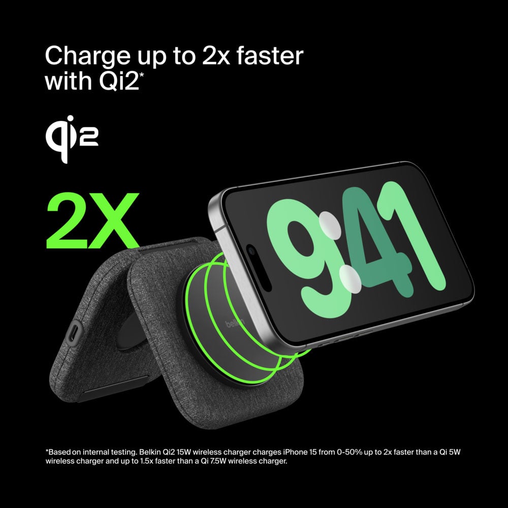 Belkin BOOST CHARGE Pro 2-in-1 Magnetic Charging Travel Pad with Qi2 15W - WIZ026TTBK - image 8
