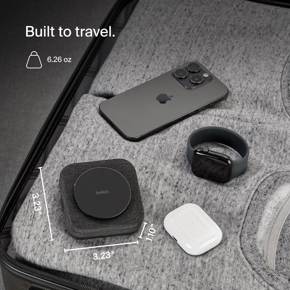 Belkin BOOST CHARGE Pro 2-in-1 Magnetic Charging Travel Pad with Qi2 15W - WIZ026TTBK - image 10