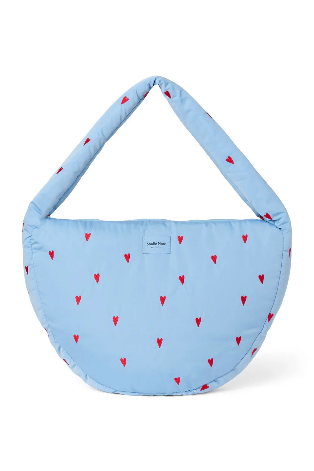 Light Blue Hearts Puffy Cross Body Bag