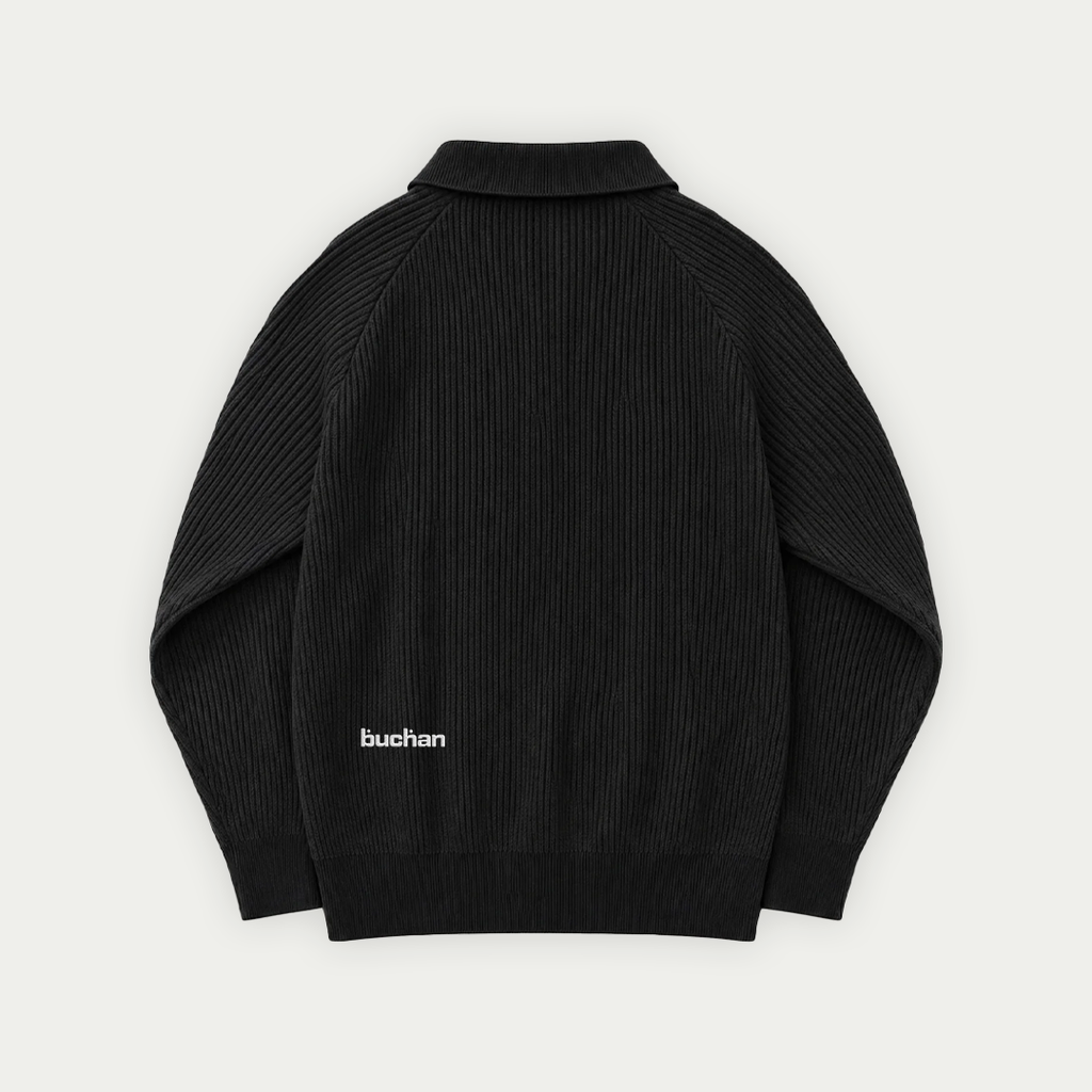 Knit Polo Sweater - Black