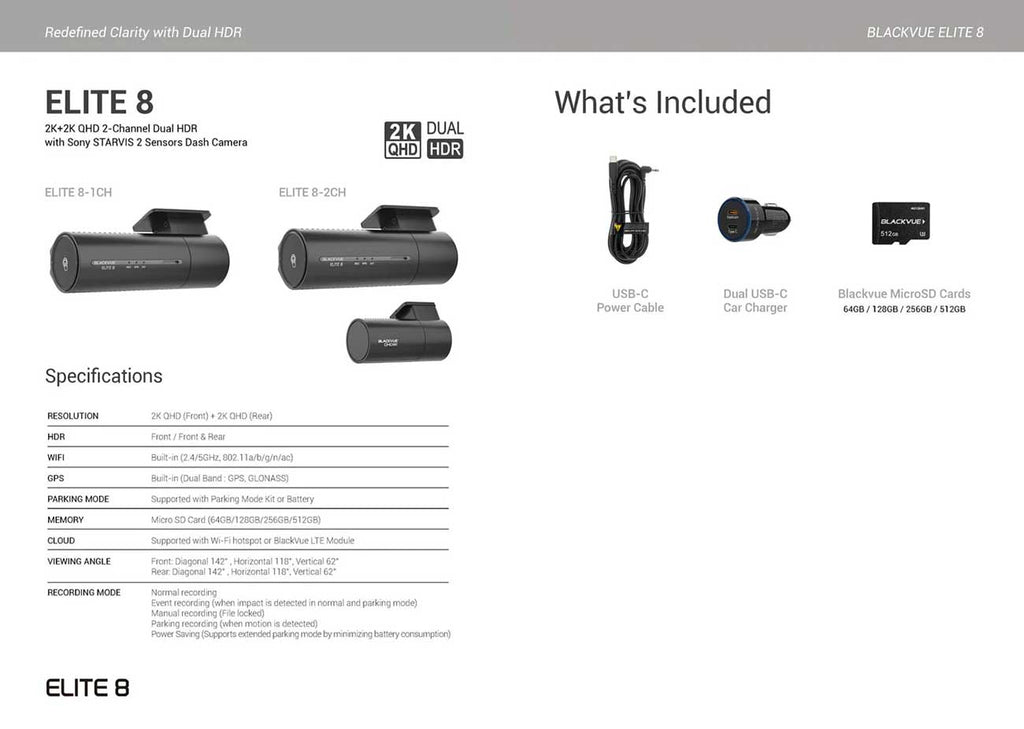 BlackVue ELITE 8 2CH 2K QHD GPS WiFi Dash Cam (Front & Rear) - ELITE-8-2CH-64 - image 8