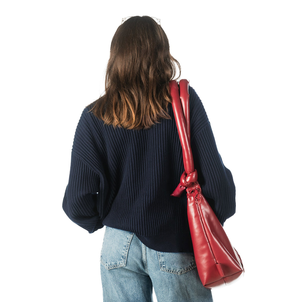 Ribbed Knit Sweater - Navy