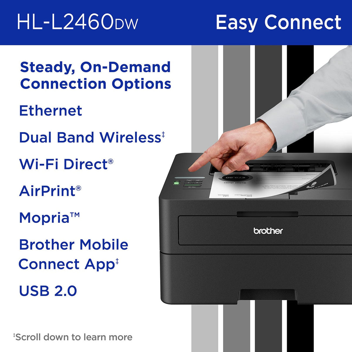 Brother Printer Wireless Compact Laser Monochrome - HL-L2460DW - image 6