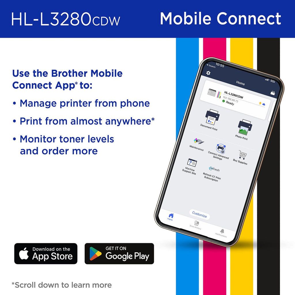 Brother Wireless Compact Digital Color Laser Printer in White - HL-L3280CDW - image 5