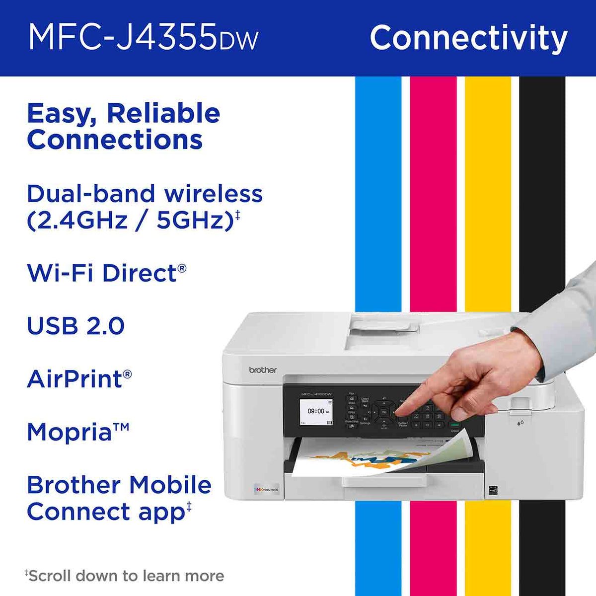 Brother INKvestment 4355 Wireless Color InkJet All-in-One Printer in White - MFC-J4355DW - image 7