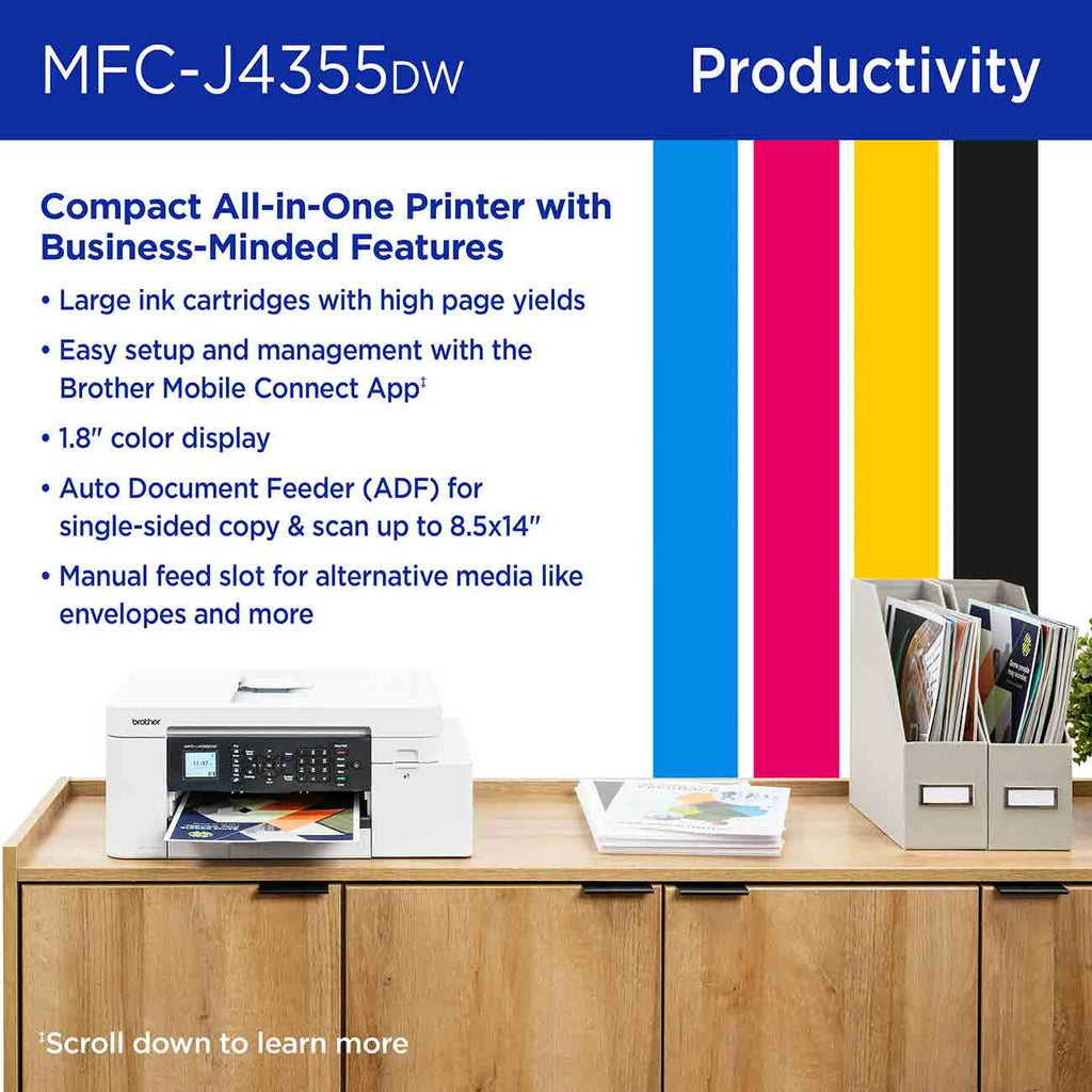 Brother INKvestment 4355 Wireless Color InkJet All-in-One Printer in White - MFC-J4355DW - image 5