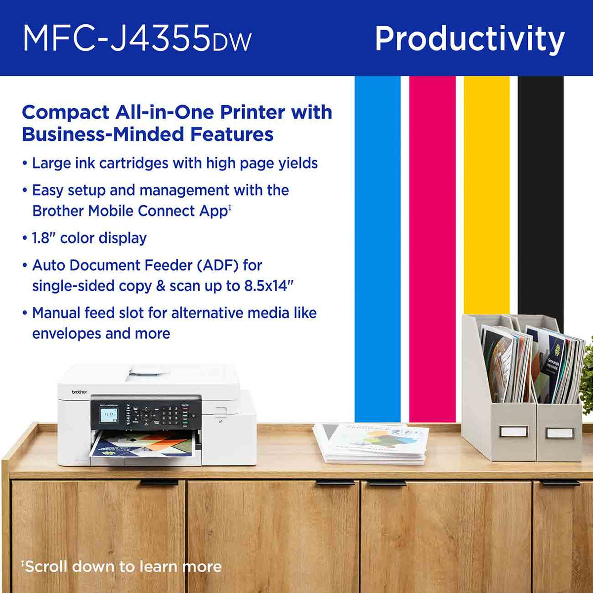 Brother INKvestment 4355 Wireless Color InkJet All-in-One Printer in White - MFC-J4355DW - image 5