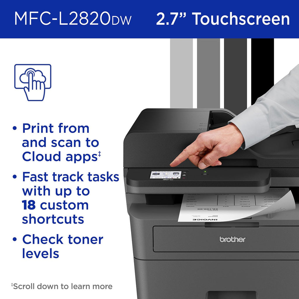 Brother Printer Wireless Compact All-in-One Laser Monochrome - MFC-L2820DW - image 5