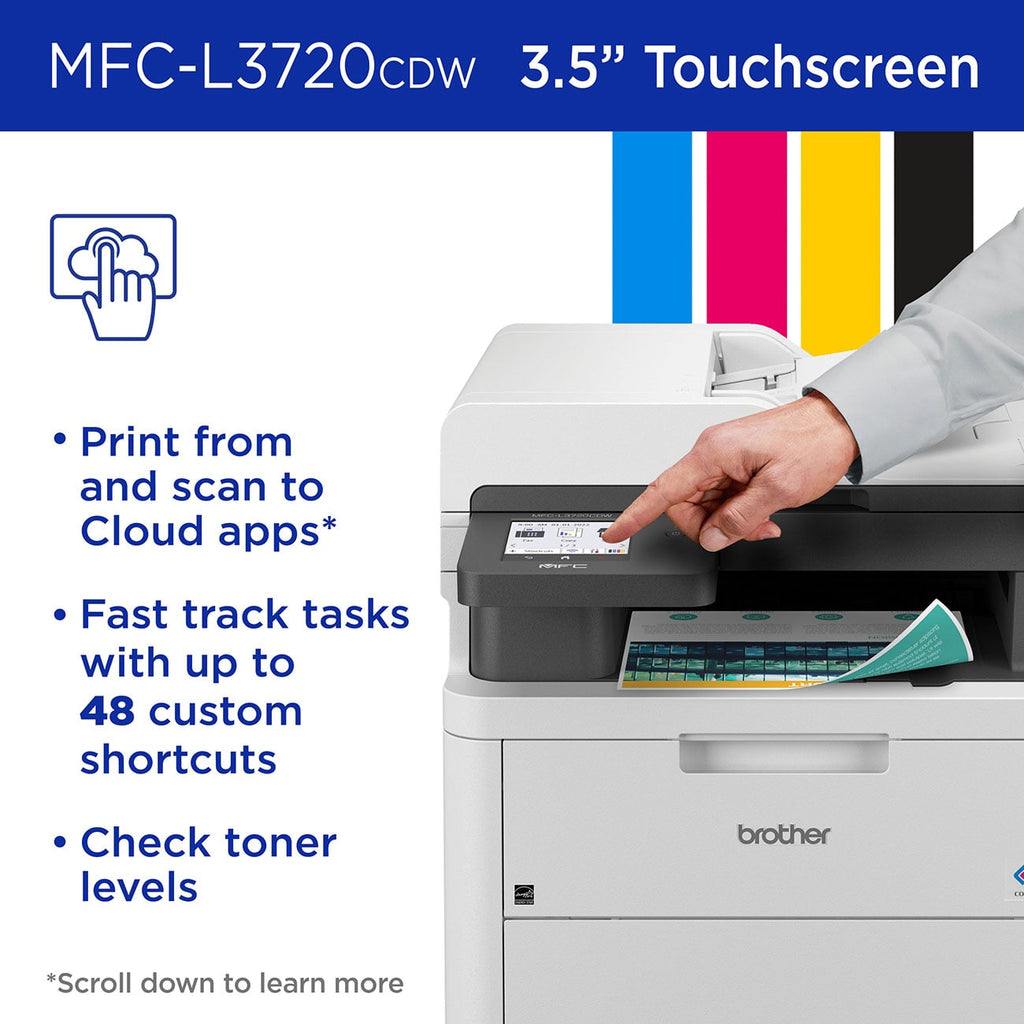 Brother Wireless Digital Color Laser All-in-One Printer in White - MFC-L3720CDW - image 3
