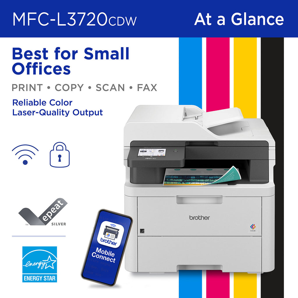 Brother Wireless Digital Color Laser All-in-One Printer in White - MFC-L3720CDW - image 4