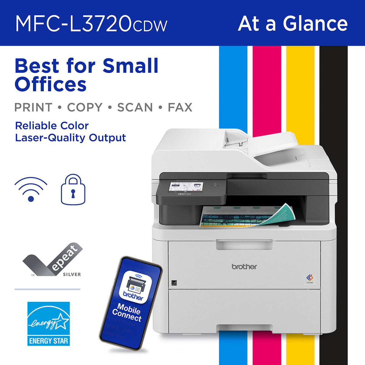 Brother Wireless Digital Color Laser All-in-One Printer in White - MFC-L3720CDW - image 4