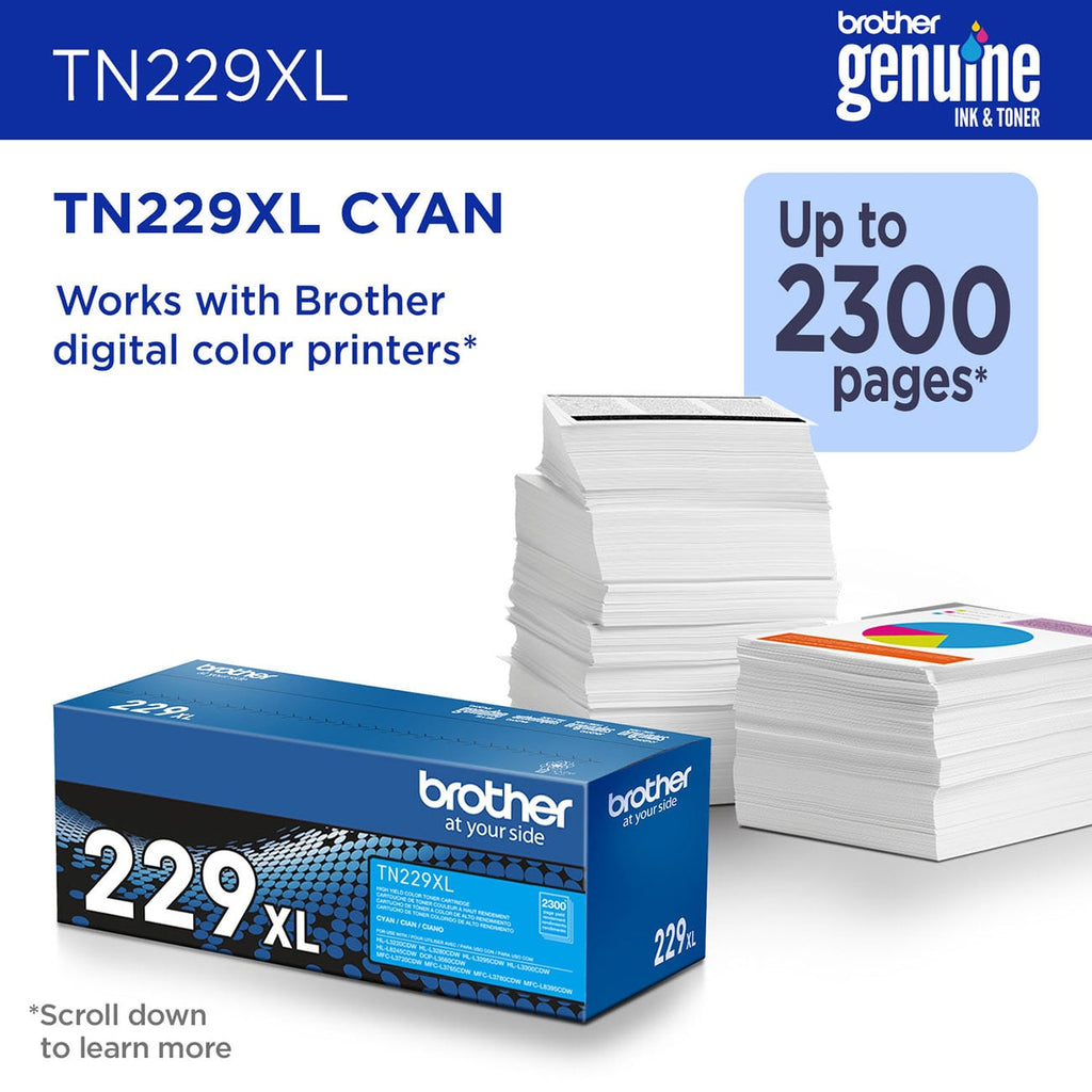 Brother Toner Cartridge High Yield for Laser Printers in Cyan - TN229XLC - image 2