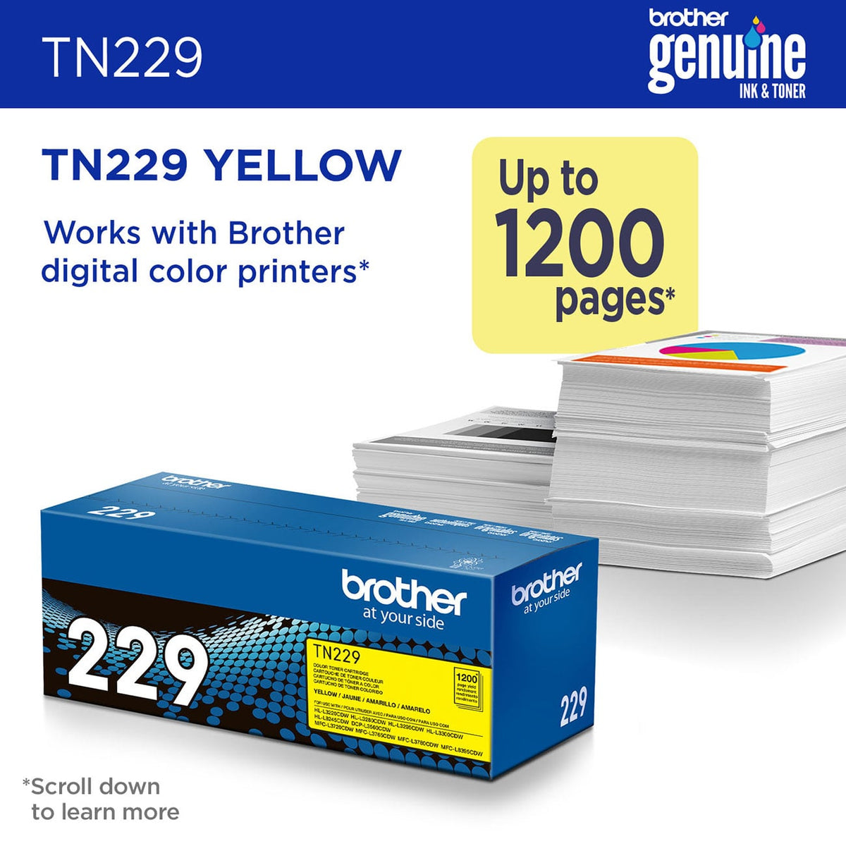 Brother Toner Cartridge Standard Yield for Laser Printers in Yellow - TN229Y - image 2