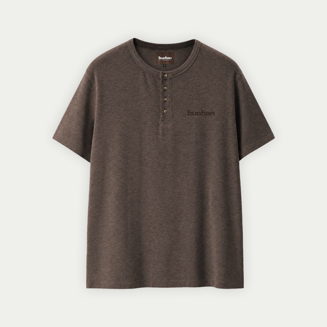Camiseta Henley - Marrón
