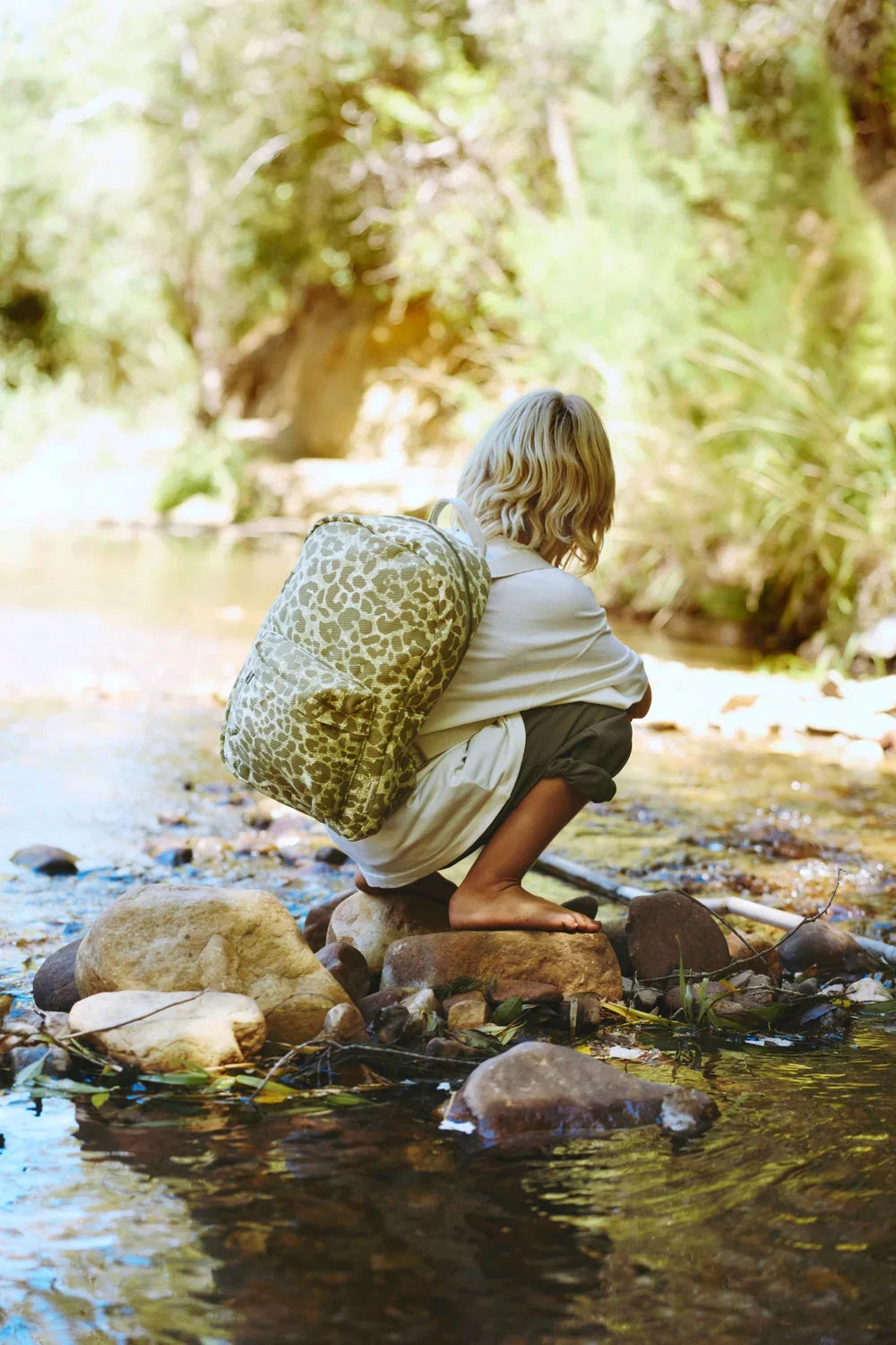 Brauner Leopard Midi-Rucksack aus Baumwolle