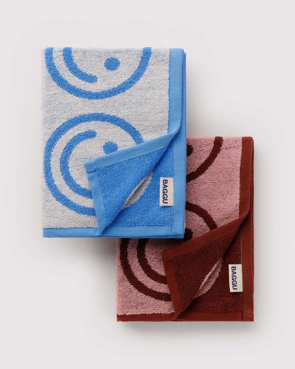 Hand Towel Set of 2 - Sky Blue and Blush Happy - image 4
