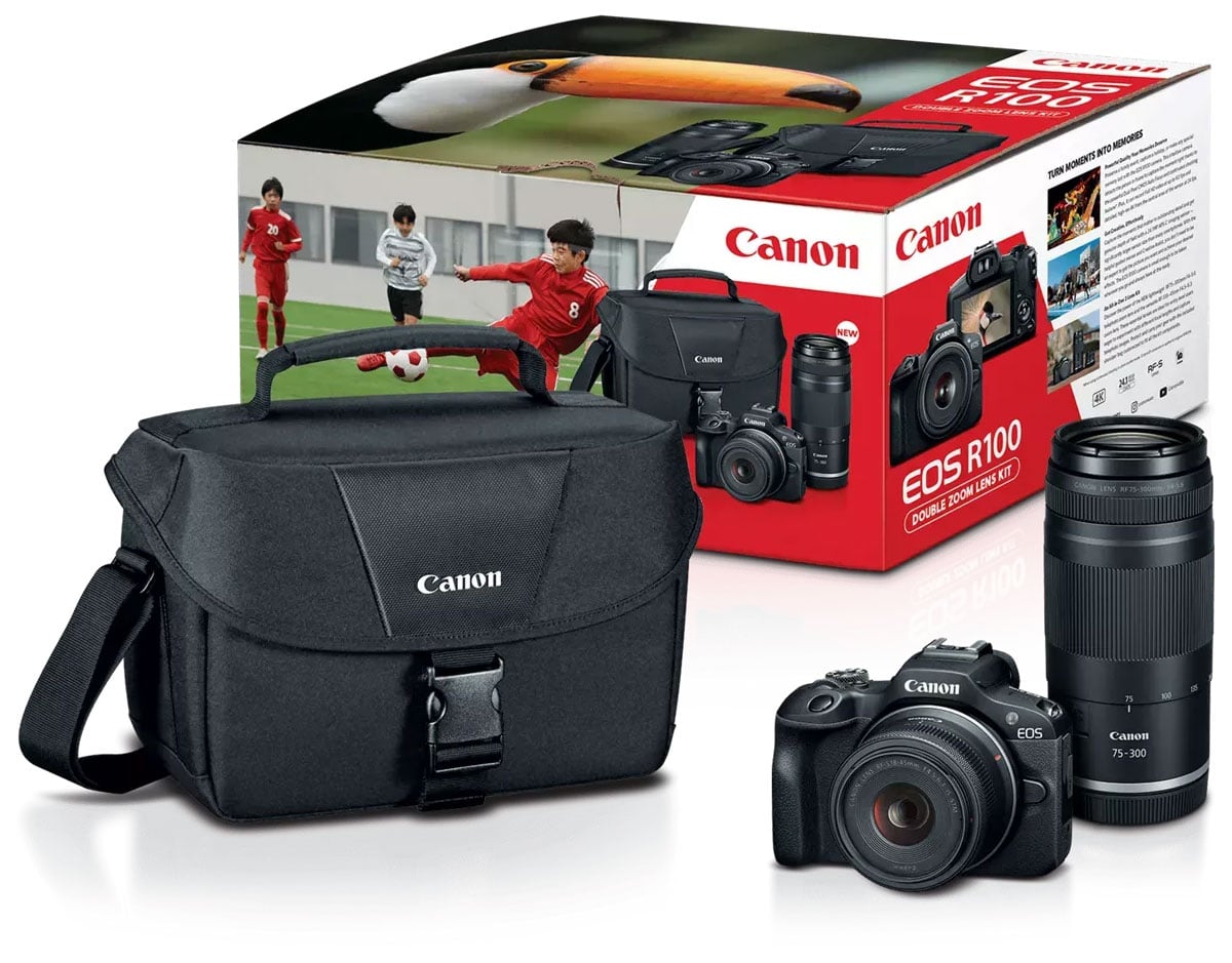 Canon EOS R100 Digital Camera Mirrorless with 75-300mm and 18-45mm Lenses - 6052C111 - image 1
