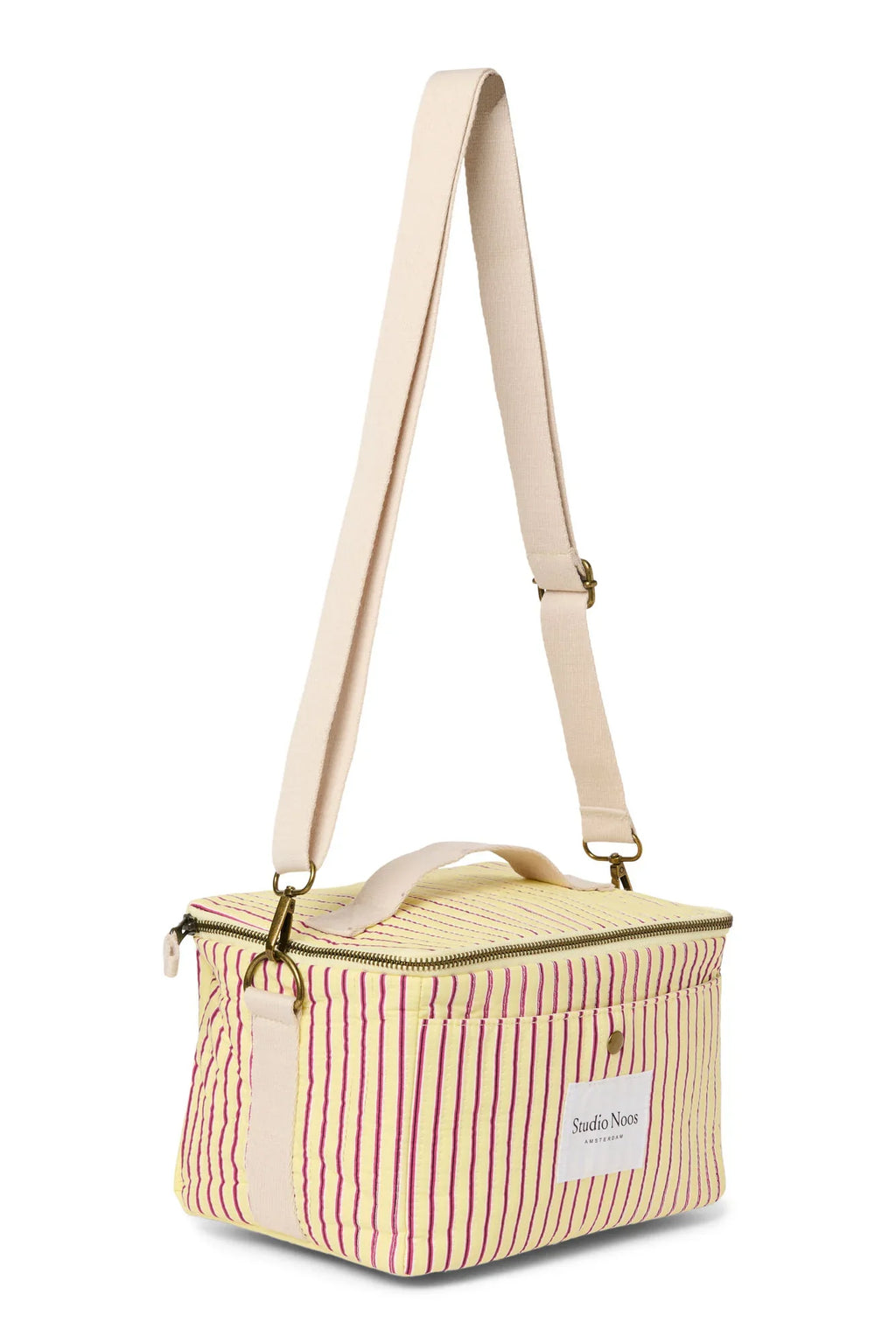 Popeline Gestreifte Kühltasche | Buttergelb