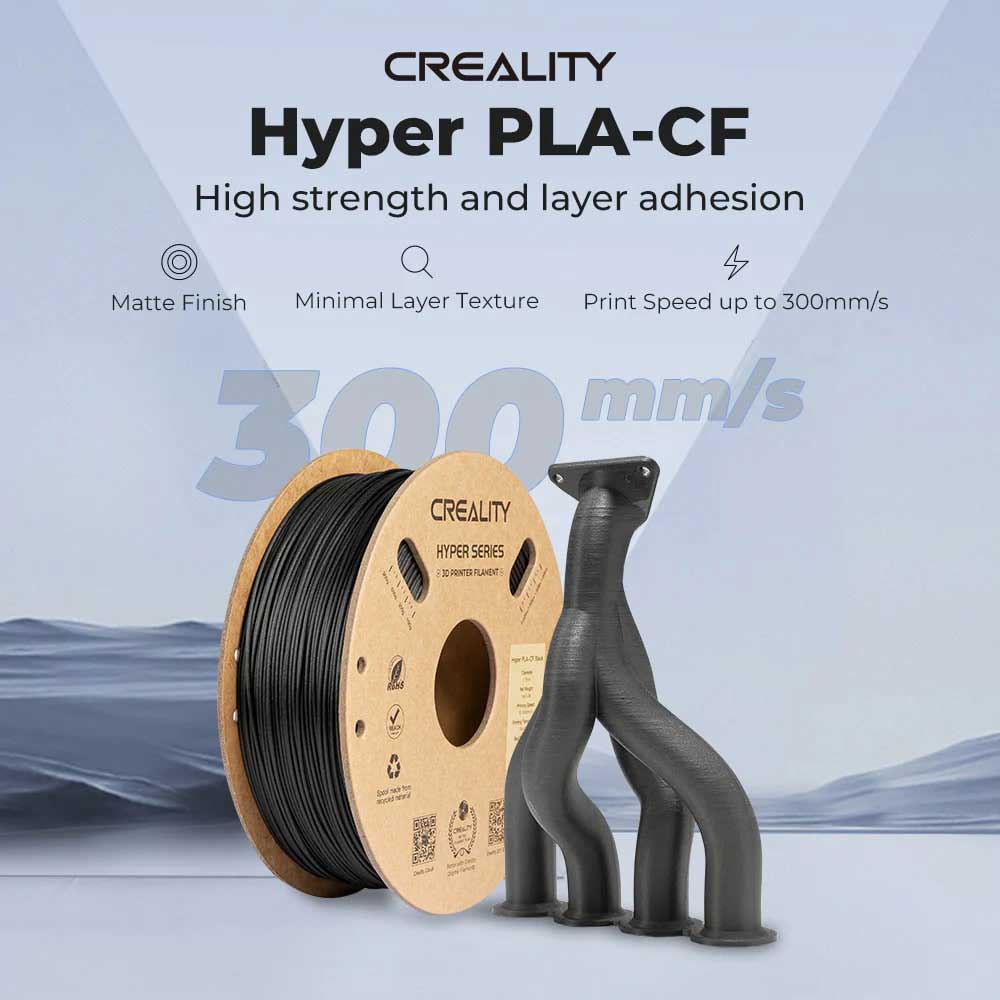 Creality Hyper Series PLA Carbon Fiber 3D Printing Filament 1kg in Matte Black - 3301060015 - image 2