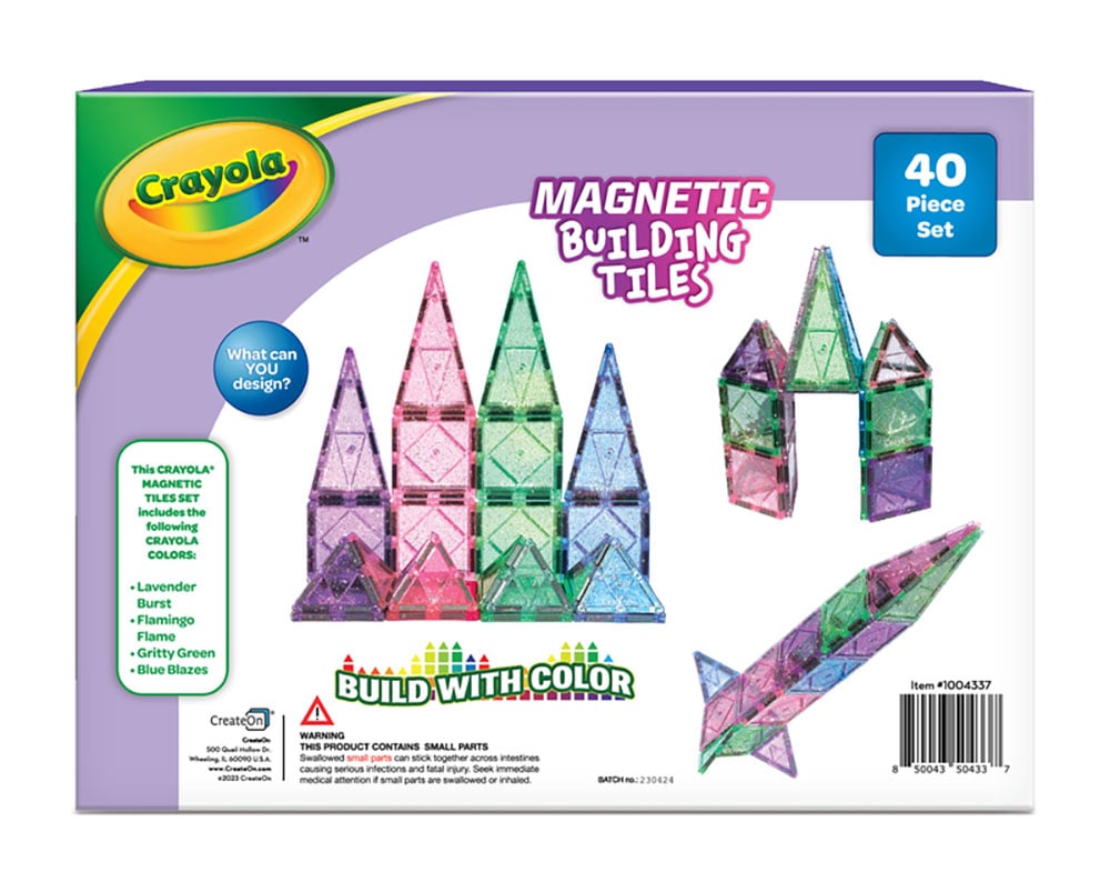 CreateOn Crayola 40-Piece Glitter Magnetic Building Tile Set - 1004337 - image 5