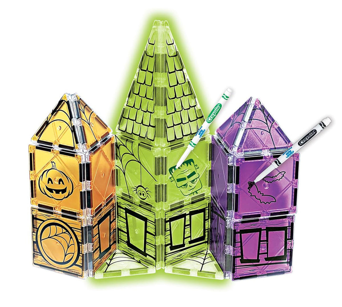 CreateOn Crayola 24-Piece Halloween Glow Magnetic Building Doodle Tile Kit - 1004832 - image 3
