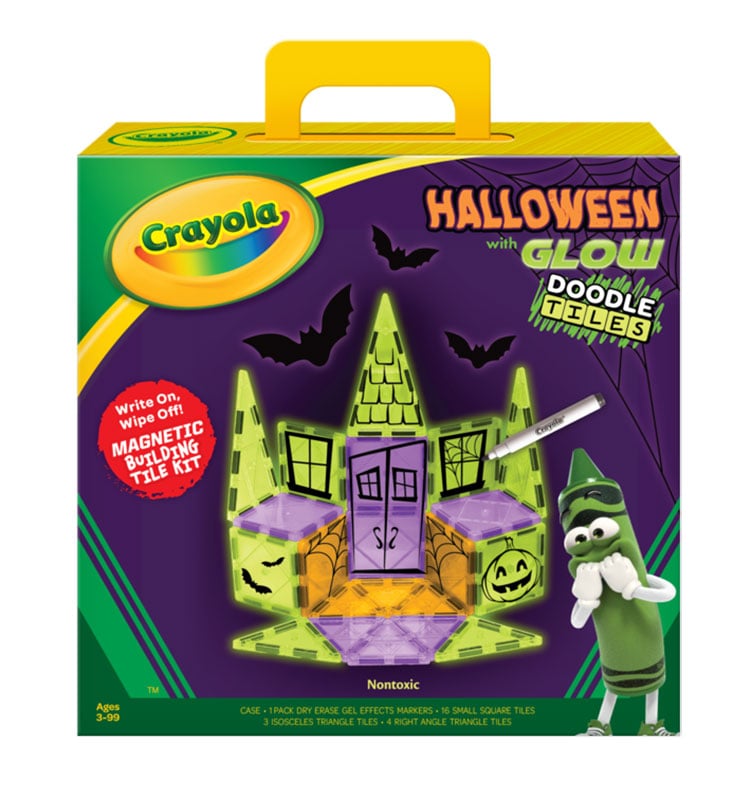 CreateOn Crayola 24-Piece Halloween Glow Magnetic Building Doodle Tile Kit - 1004832 - image 2