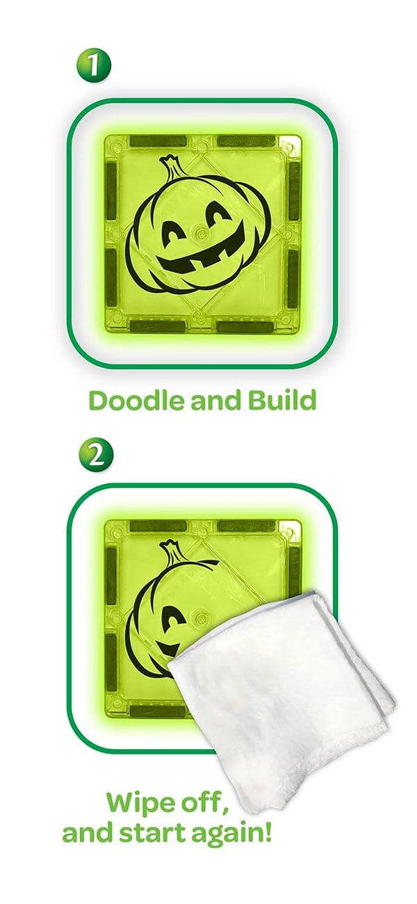 CreateOn Crayola 24-Piece Halloween Glow Magnetic Building Doodle Tile Kit - 1004832 - image 4