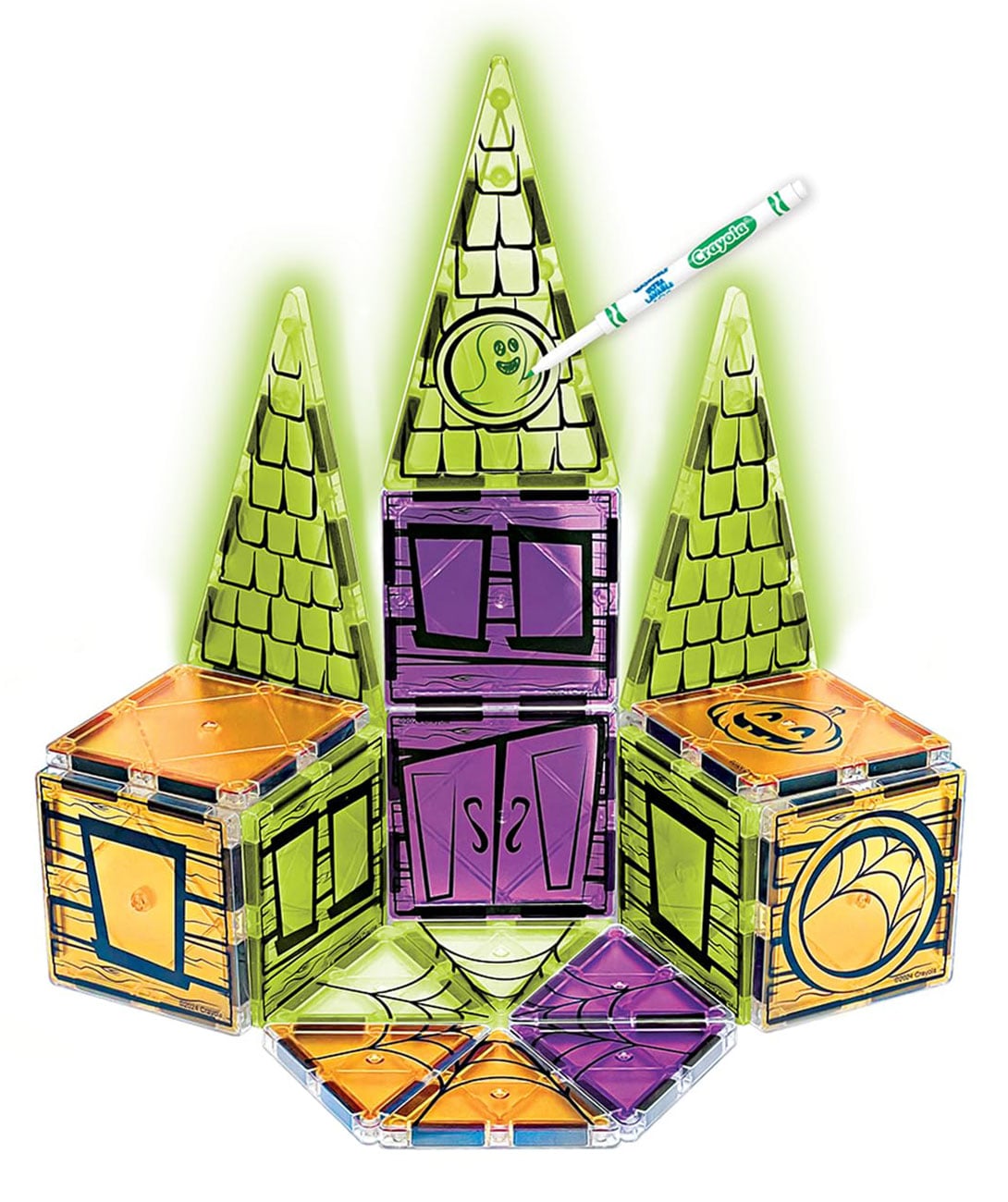 CreateOn Crayola 24-Piece Halloween Glow Magnetic Building Doodle Tile Kit - 1004832 - image 1