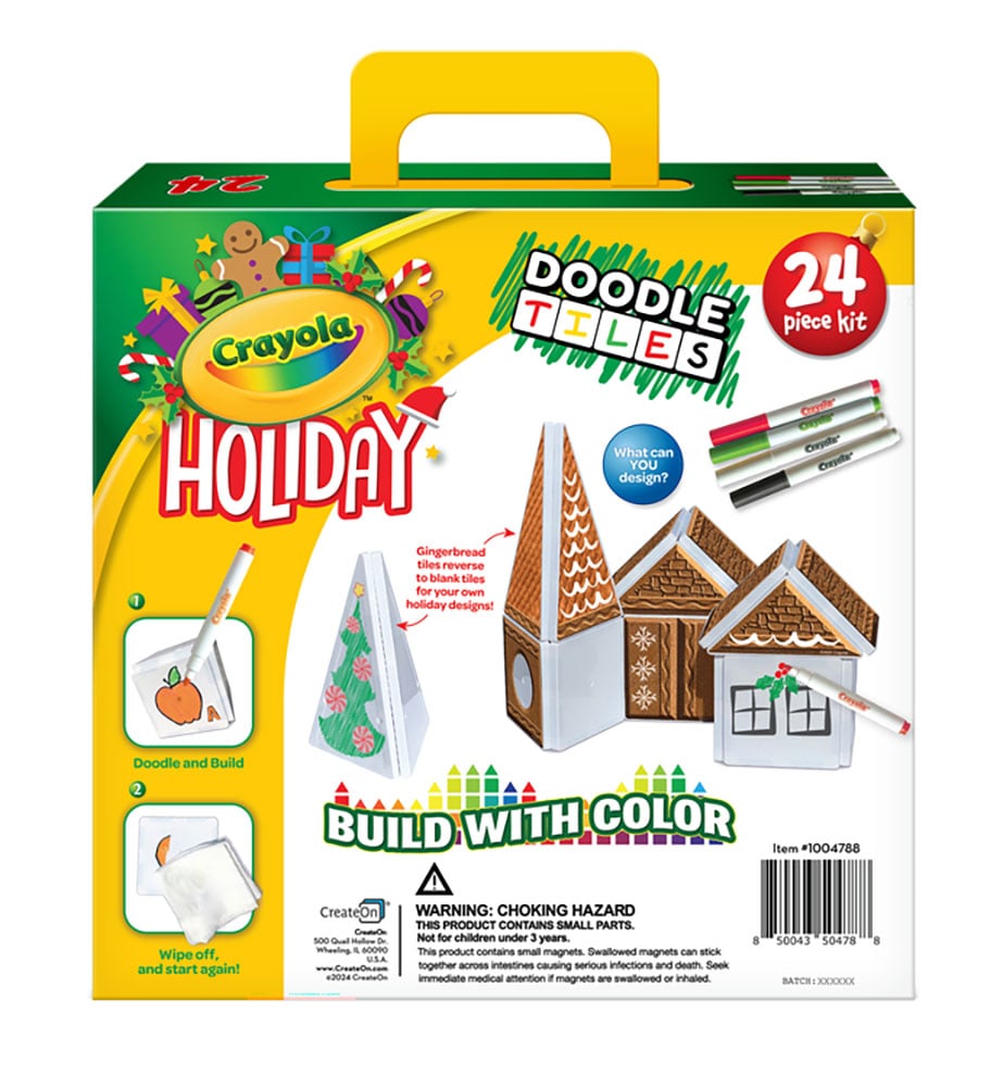 CreateOn Crayola 24-Piece Holiday Gingerbread Doodle Magnetic Tiles - 1004788 - image 3