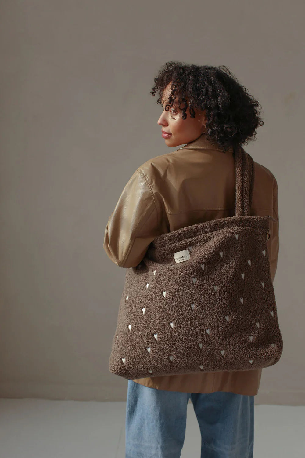 Ecru-Herzen Teddy Wickeltasche