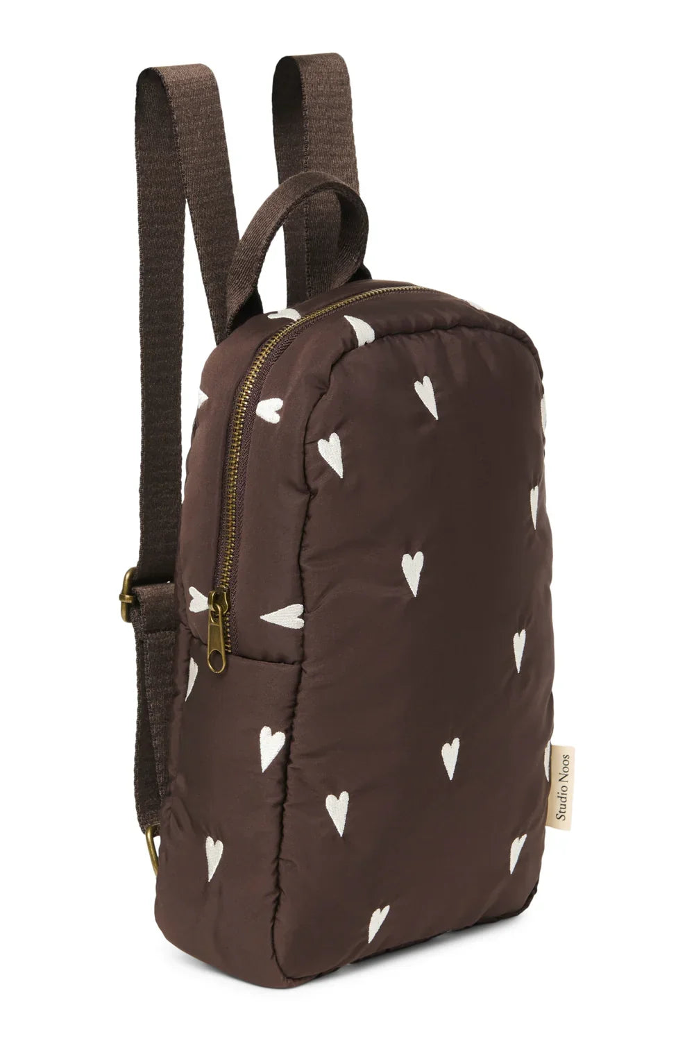 Brown Hearts Puffy Mini Backpack