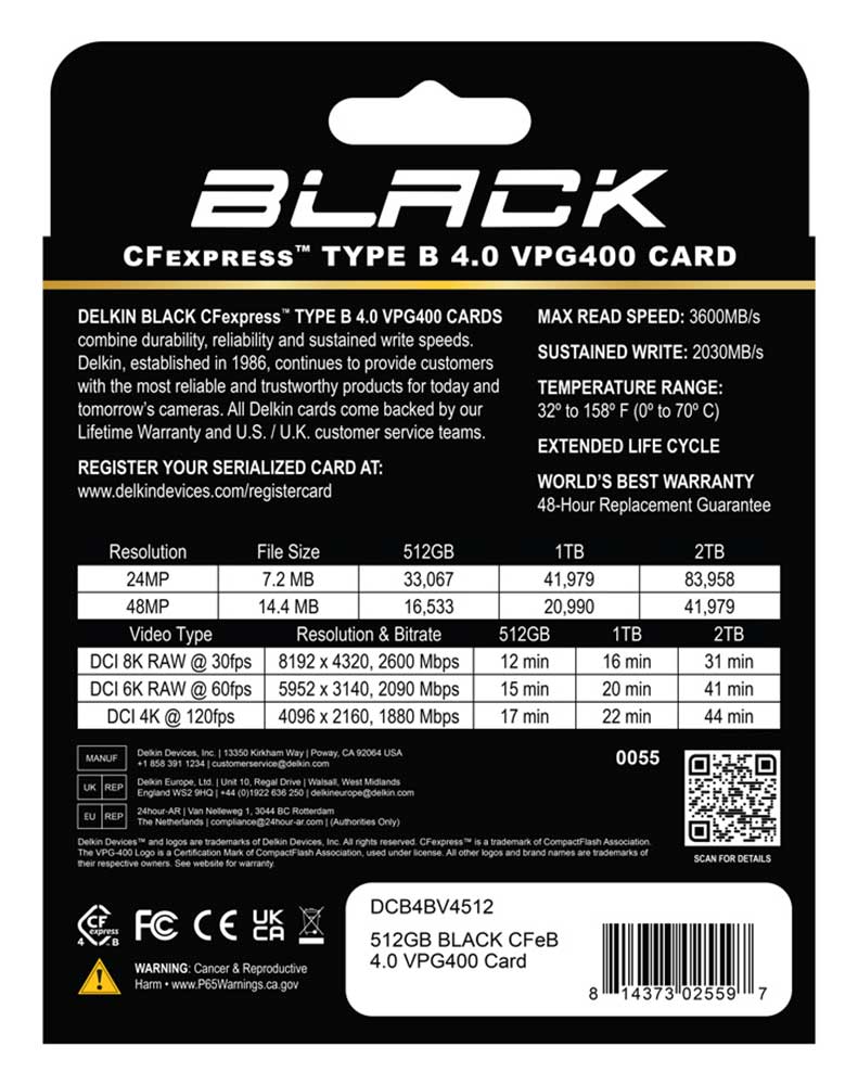 Delkin Devices BLACK 4.0 CFexpress Type B VPG400 512GB Memory Card - DCB4BV4512 - image 5