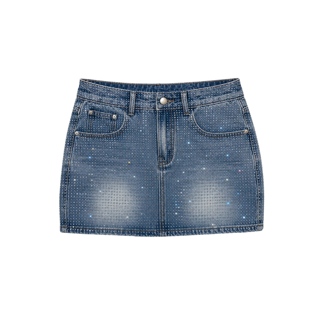 VYBES Rhinestone Denim Skirt