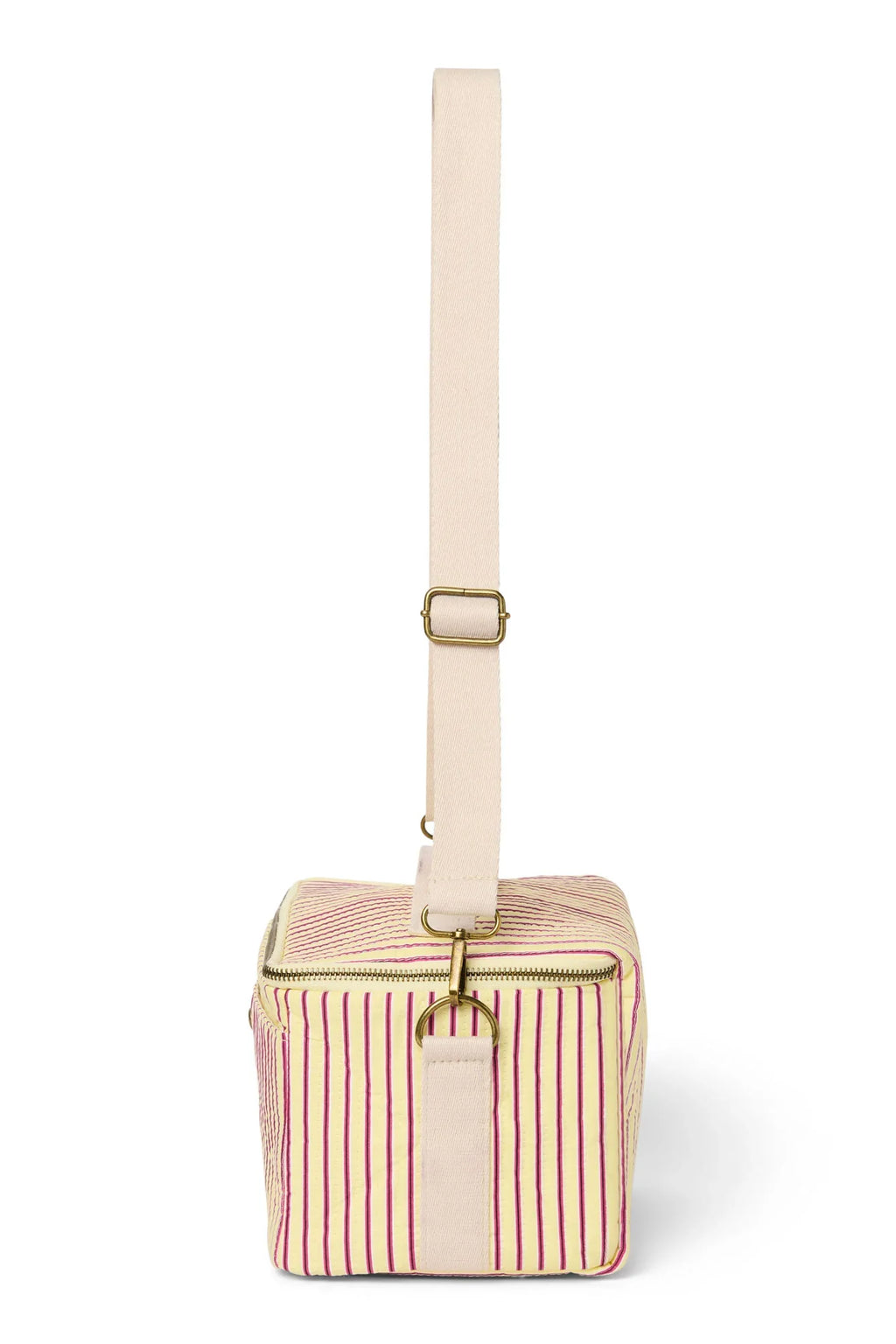 Popeline Gestreifte Kühltasche | Buttergelb