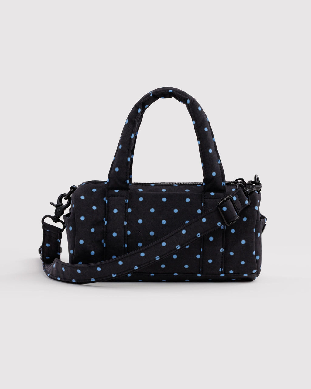 Small Nylon Duffle Bag - Black and Sky Blue Micro Dot