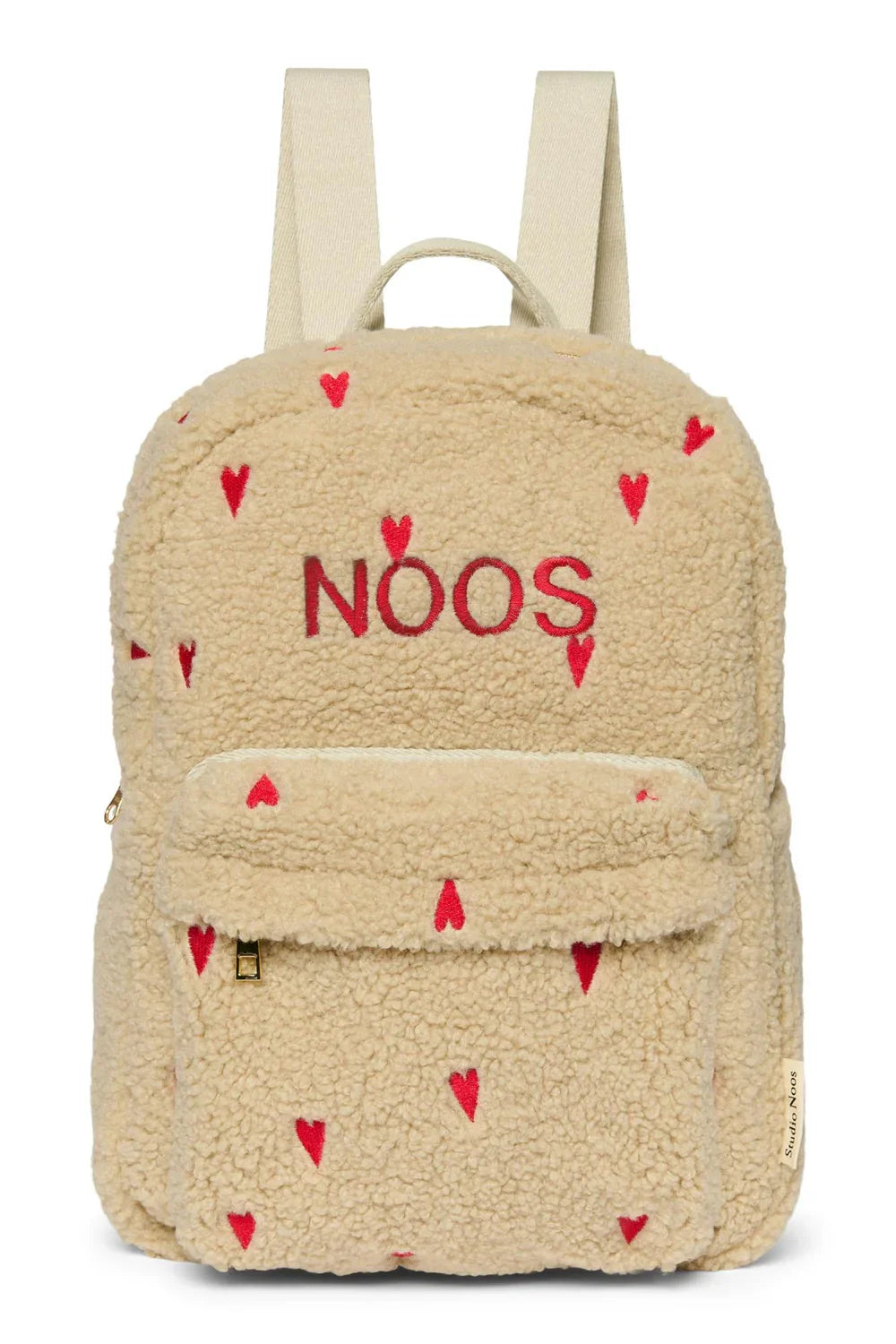 Ecru Teddy Midi-rugzak met hartjes