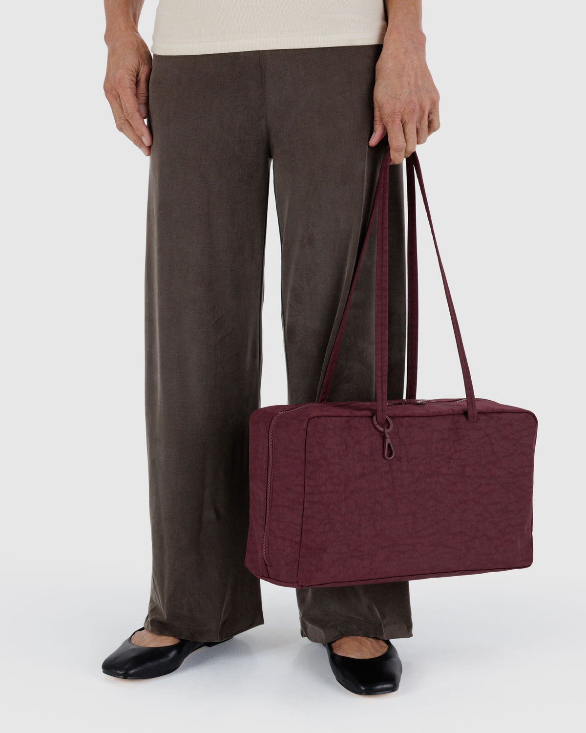 Medium Nylon Bowler Bag - Mahogany - image 3