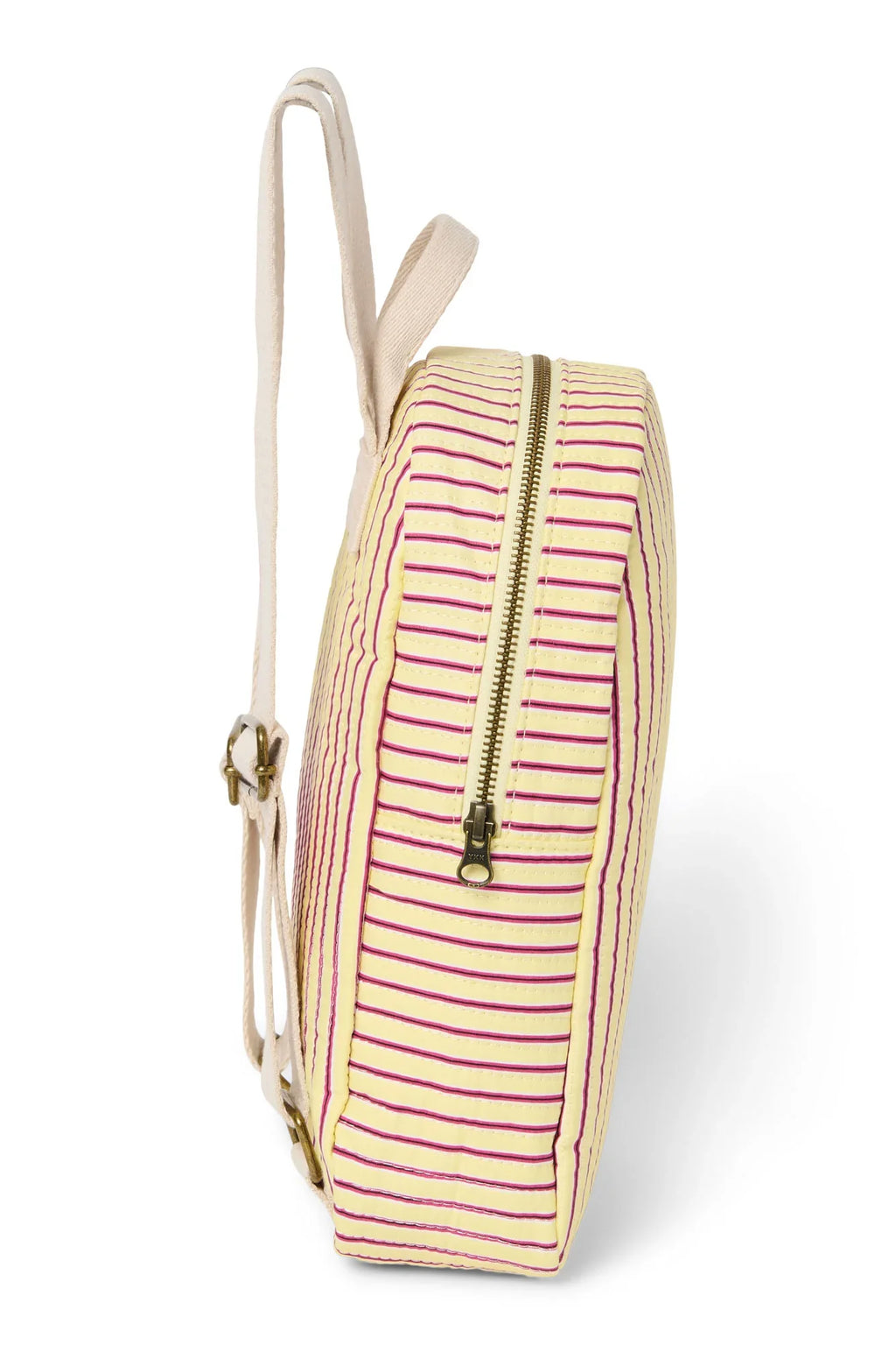 Popeline-Mini-Rucksack gestreift | Himbeer