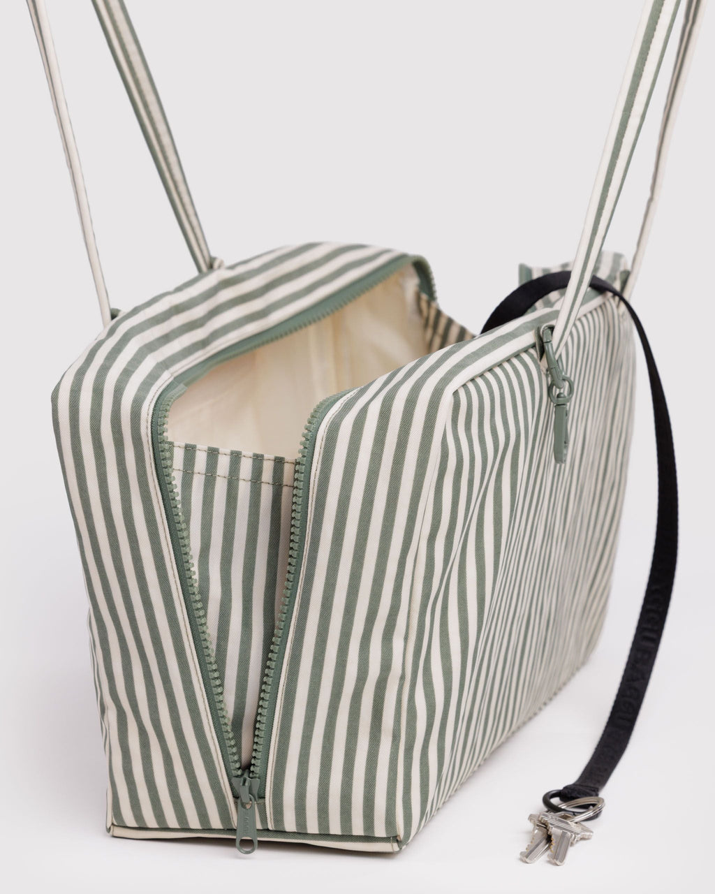 Medium Nylon Bowler Bag - Sage Stripe - image 4