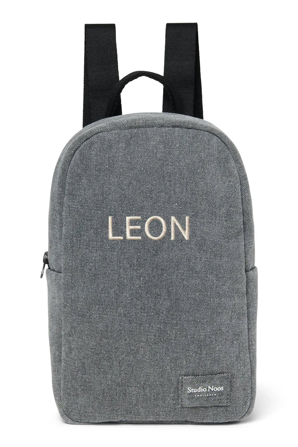 Rucksack aus Jeansstoff mit grauen Herzen